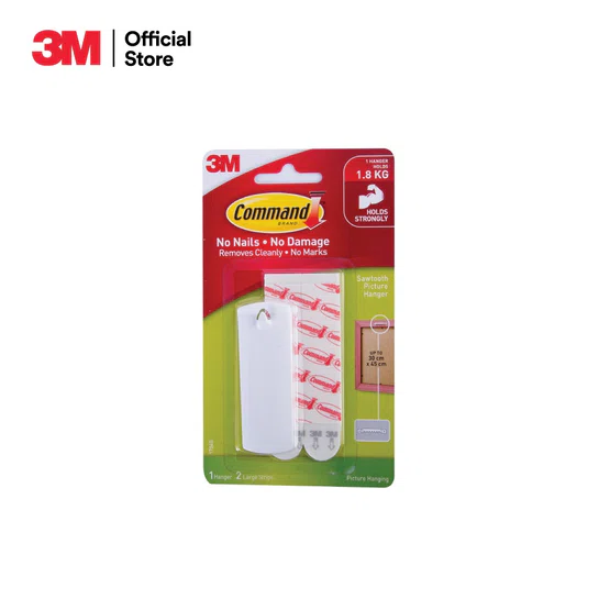 3M Command™ Sawtooth Picture Hanger, 17040. คอมมานด์™ ตะขอสำหรับแขวนกรอบรูปแบบฟันปลา,  รุ่น 17040 1 ชิ้น