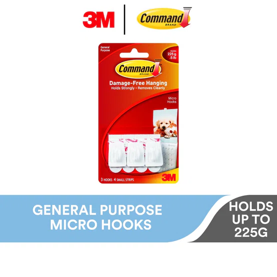 3M command  ตะขอเอนกประสงค์พร้อมเทปกาว รุ่น 17066  Micro Hooks