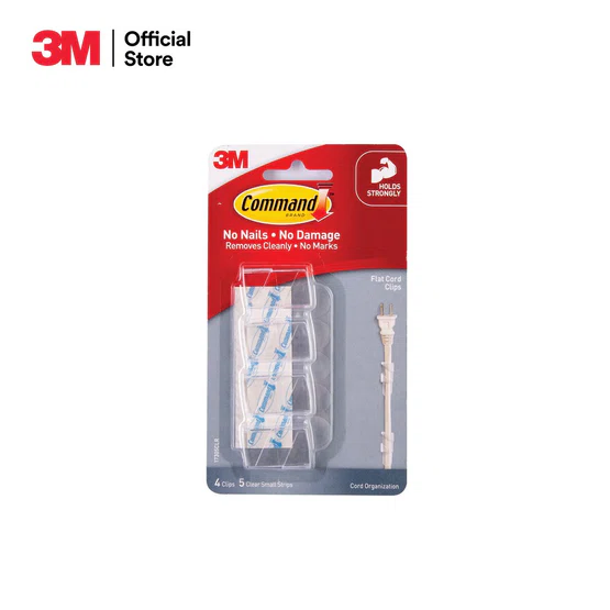 3M Command 17305CLR คลิปยึดสายไฟแบนเล็ก-A  1 ชิ้น