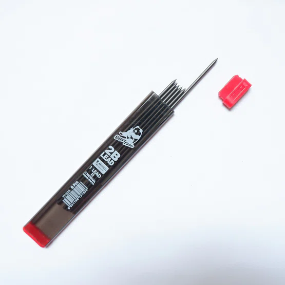 ไส้ดินสอ 2B 2mm (ไส้กลม) Super panda (GENVANA) 6 ไส้ ยาว 12 ซม. (333) ไส้ดินสอกด ไส้ดินสอ2.0 ไส้ดินสอ2.0มม.