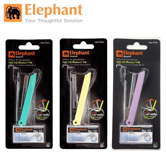เครื่องเย็บ+ลวดเย็บ Elephant คละสี ตราช้าง รุ่น No.10 Retro/Y2