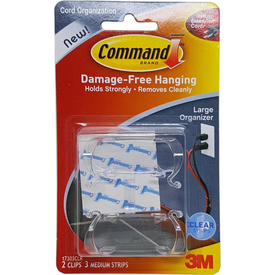 3M Command™ ตัวยึดสายไฟขนาดใหญ่ Clear Large Cord Organizers With Clear Strip, 17303Clr  1 ชิ้น