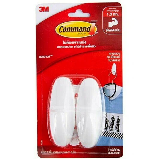 3M ตะขอติดผนังพร้อมเทปกาว Command 17081