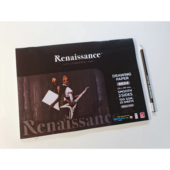 สมุดวาดภาพ Renaissance แผ่นเรียบ 100แกรม 25 แผ่น A4 รุ่น RE04  1 เล่ม  (แถมดินสอ 2B 1 ด้าม)