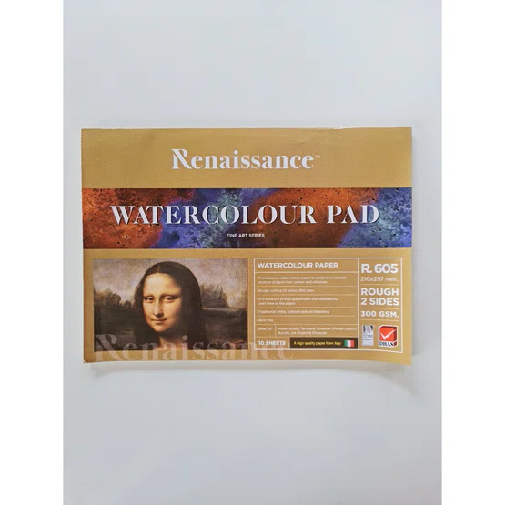 Renaissance สมุดวาดเขียนสีน้ำ ชนิดผิวหยาบ A4 รุ่น R.605 Water colour Pad  300แกรม  1เล่ม/10แผ่น