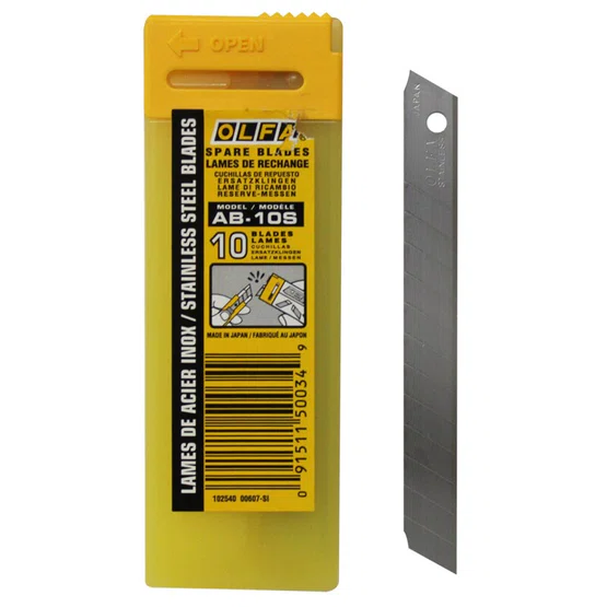 OLFA โอฟ่า รุ่น AB-10S ใบมีดคัตเตอร์ spare blade  1 กล่อง/10ใบมีด