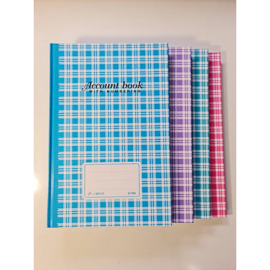 สมุดบัญชีแบบมีเลขหน้า DP111-002X ( 5/100 ) หนา 70 แกรม 100 แผ่น ขนาด 210 x 320 มม.สมุดบัญชีปกแข็ง ยี่ห้อ Silver Pins