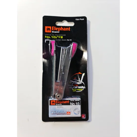 เครื่องเย็บกระดาษ Elephant ตราช้าง รุ่น No.10/Y2  1 ชิ้น  คละสี  แถมไส้แม็ค