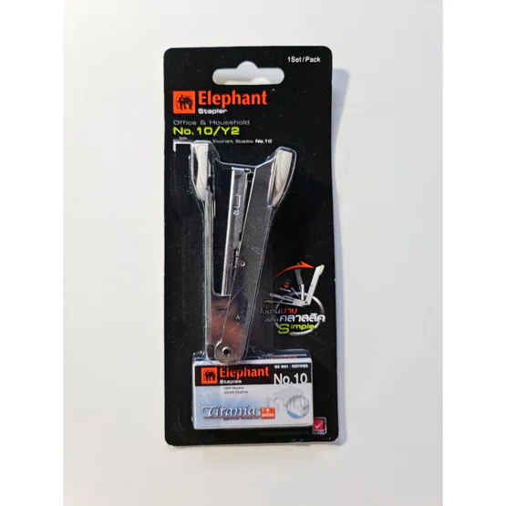 เครื่องเย็บกระดาษ Elephant ตราช้าง รุ่น No.10/Y2  1 ชิ้น  คละสี  แถมไส้แม็ค