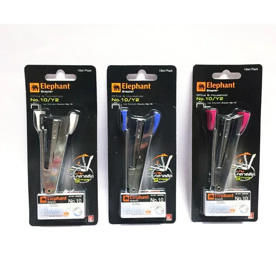 เครื่องเย็บกระดาษ Elephant ตราช้าง รุ่น No.10/Y2  1 ชิ้น  คละสี  แถมไส้แม็ค