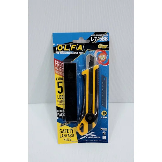 คัตเตอร์ OLFA รุ่น L-7/5BB ใบมีดดำ (แถมฟรี ใบมีด 5 ชิ้น)