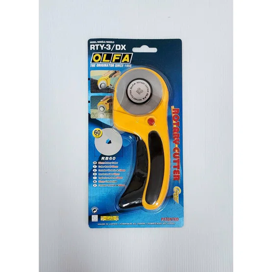 มีดคัตเตอร์ใบมีดกลม (Rotary blade) ยี่ห้อ OLFA รุ่น RTY-3/DX  ขนาดใบมีด 60mm  1 ชิ้น