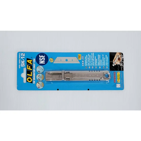 OLFA โอฟ่า รุ่น SK-12 มีดคัตเตอร์เซฟตี้ด้ามสแตนเลส 1 ชิ้น