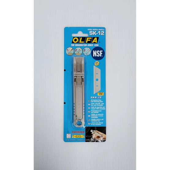 OLFA โอฟ่า รุ่น SK-12 มีดคัตเตอร์เซฟตี้ด้ามสแตนเลส 1 ชิ้น