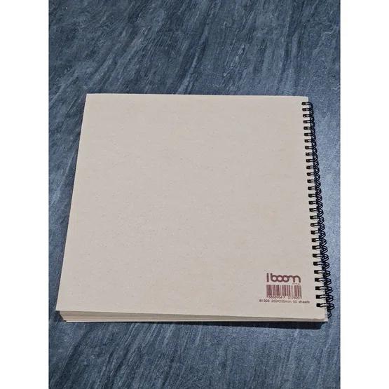 สมุดริมลวด กระดาษน้ำตาล  ขนาด 260x255mm  50แผ่น/เล่ม  ยี่ห้อ IBOOM รุ่น IB1303