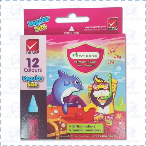 สีเทียน ขนาดปกติ 12 สี ตรา Master Art Wax Crayons