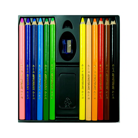 สีไม้ยาว แท่งจัมโบ้ 12 สี ตรา Master Art Jumbo Coloured Pencils