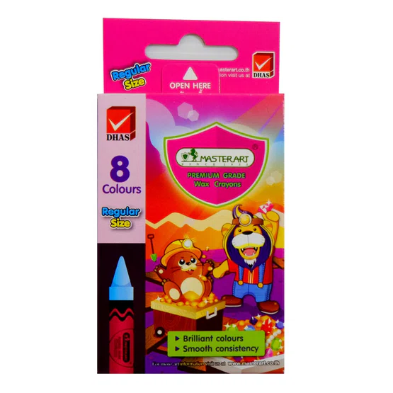 สีเทียน ขนาดปกติ 8 สี ตรา Master Art Wax Crayons