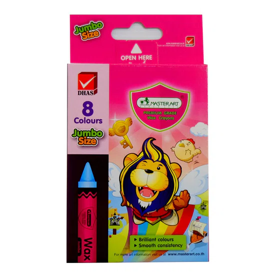 สีเทียน ขนาดจัมโบ้ 8 สี ตรา Master Art Wax Crayons