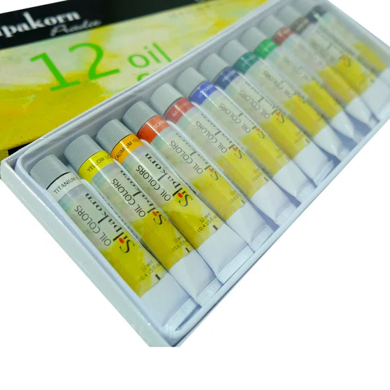 สีน้ำมัน 12 สี 12ml ตรา Silpakorn Pradit Oil Colours