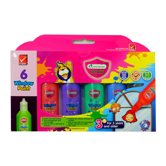 ชุดสีทากระจก 6 สี ตรา Master Art Window paints