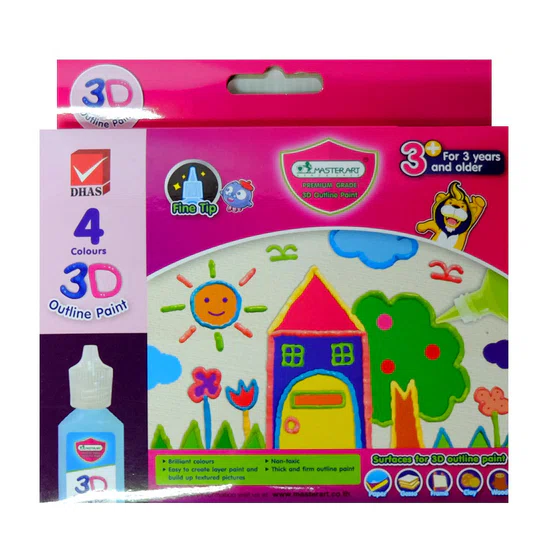 ชุดสีเขียนเส้น 4 สี ตรา Master art 3D Outline Paint