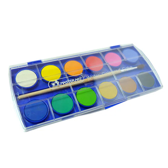 สีน้ำก้อน 12 สี มาสเตอร์อาร์ต Water Color Cake (กล่องพลาสติก)