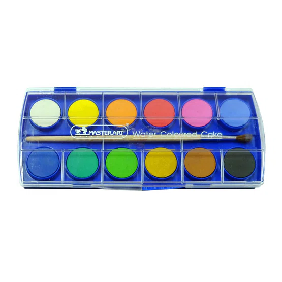 สีน้ำก้อน 12 สี มาสเตอร์อาร์ต Water Color Cake (กล่องพลาสติก)