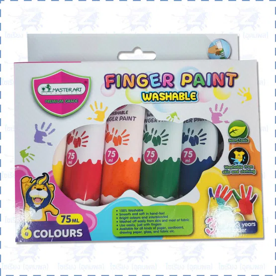 สีทามือ สำหรับเด็ก ล้างออกได้ 6สี 75มล. Master Art Washable Finger Paint