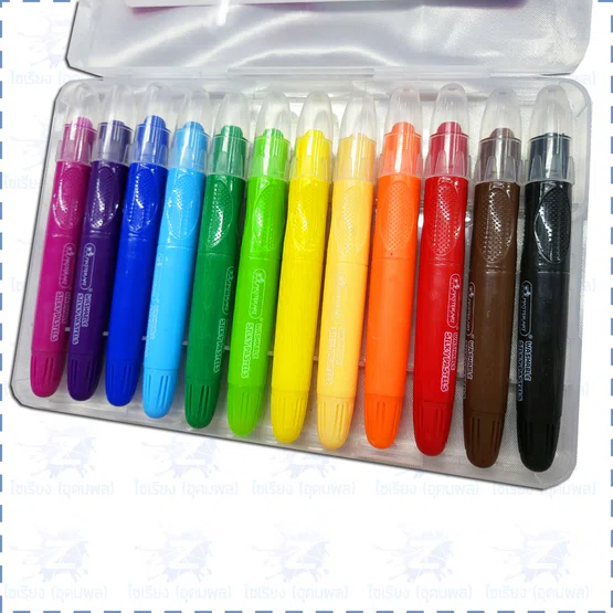 สีเทียนสำหรับเด็ก ล้างออกได้ 12สี Masterart Washable Silky Pastels กล่องพลาสติก