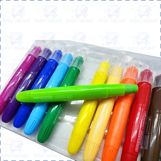 สีเทียนสำหรับเด็ก ล้างออกได้ 12สี Masterart Washable Silky Pastels กล่องพลาสติก
