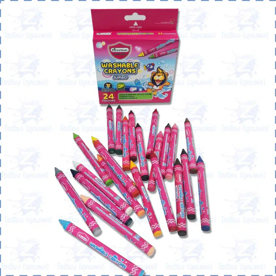 สีเทียนสำหรับเด็ก ล้างออกได้ 24สี Masterart Jumbo Washable Crayon color กล่องกระดาษ