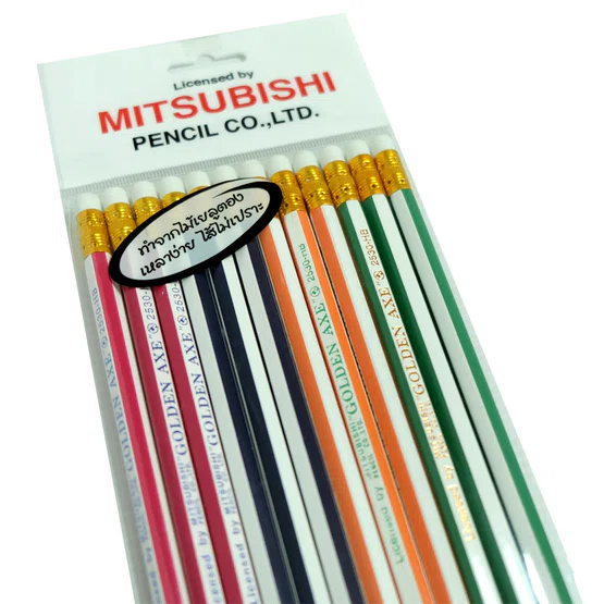 ดินสอไม้ สีดำ HB แพ็ค12แท่ง ตรา Mitsubishi Pencil
