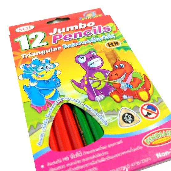 ดินสอดำ สามเหลี่ยม 12 แท่ง แท่งจัมโบ้ HB ตรา  Kid Art Pencil