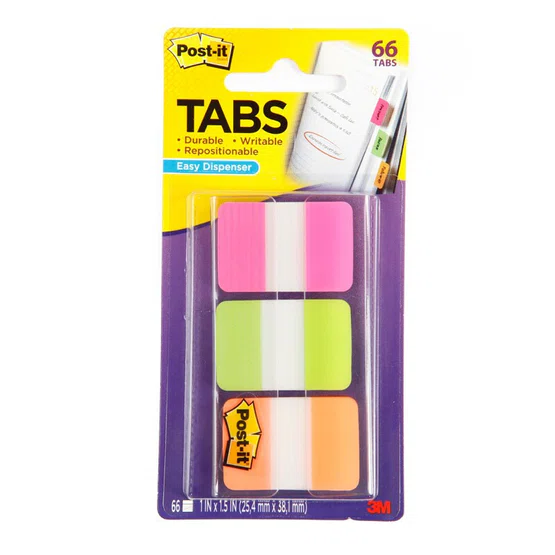 POST-IT® 686-PGO DURABLE FILLING TABS โพสต์-อิท® ดัชนีคั่นหน้าแบบแข็ง รุ่นธรรมดา  1 ชิ้น ( 66 แผ่น )