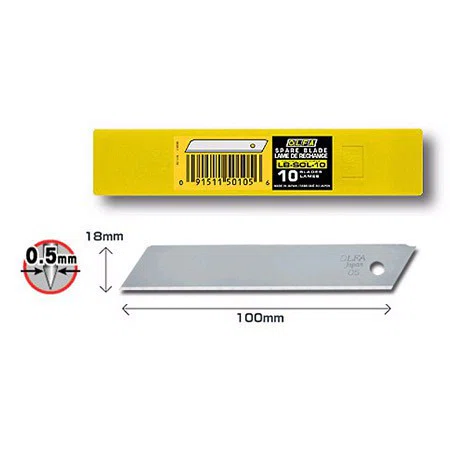 ใบมีดคัตเตอร์ 18 มม. (หลอด10ใบ) โอฟ่า LB-10   1หลอด
