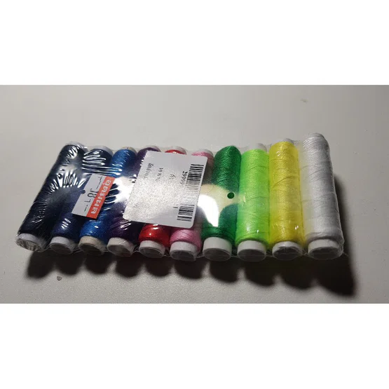 ด้าย 10 สี  หลอดเล็ก  ยาว 45 เมตร   1แพ็ค/10สี