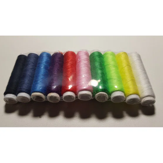 ด้าย 10 สี  หลอดเล็ก  ยาว 45 เมตร   1แพ็ค/10สี