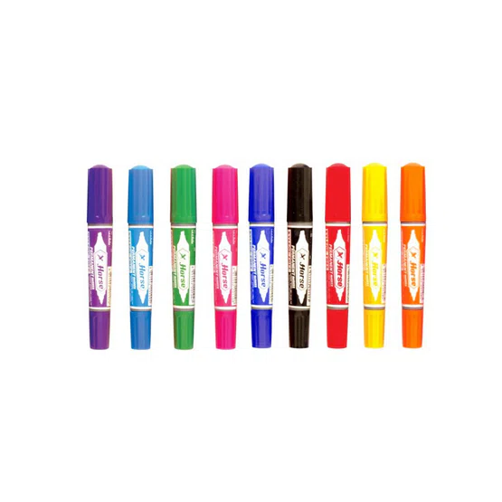 เซ็ต ปากกาเคมี 2 หัว ตราม้า 12 สี Permanent Marker