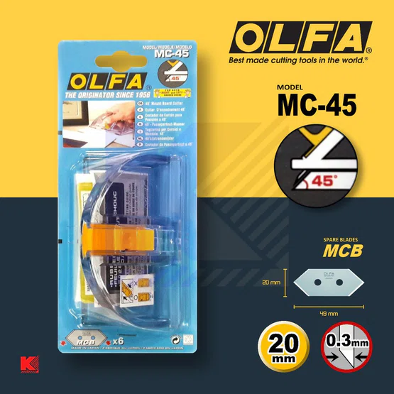 มีดคัตเตอร์ OLFA MC-45  คัตเตอร์เข้าทำมุม 45องศา    จำนวน 1 ชิ้น
