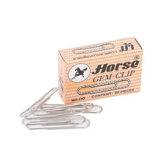 Horse gem clip No.00 ลวดเสียบ กลม (กล่อง 20 ตัว) ตราม้า 00