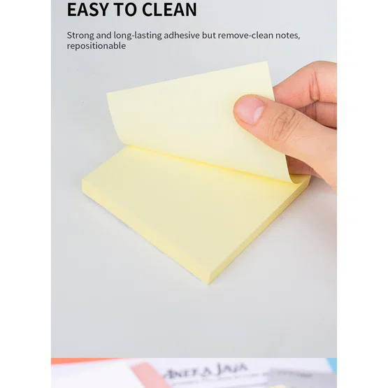 Deli A013 Sticky Note  กระดาษโน๊ตมีกาวในตัว  100แผ่น/แพ็ค  สีเหลือง 3x3 นิ้ว