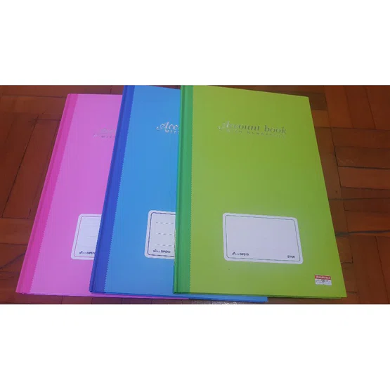 สมุดบัญชีแบบมีเลขหน้าปกแข็ง 5/100 ปกสีล้วน  SILVER PINS  DP510   21x32cm  70gsm  100แผ่น/เล่ม