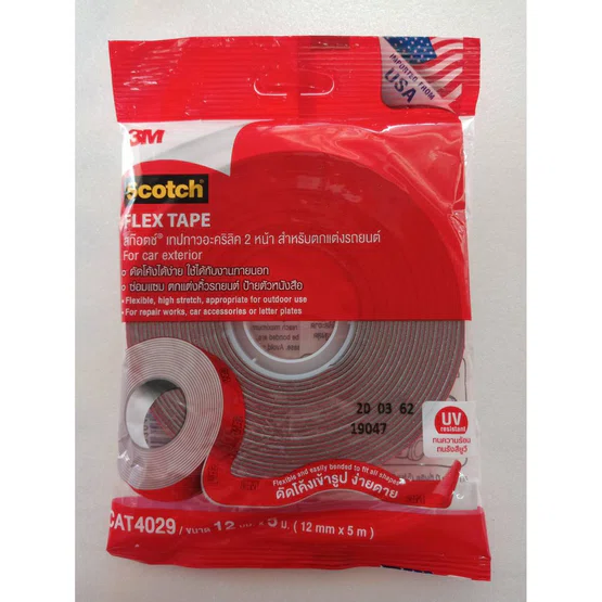 3M Scotch Flex Tape เทปกาวสองหน้าอะคริลิคตกแต่งรถยนต์ (CAT4029) ขนาด 12mmx5m