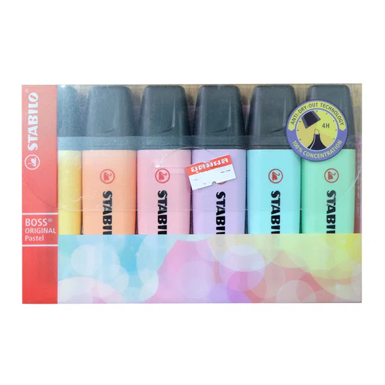 ชุดปากกาเน้นข้อความ STABILO BOSS PASTEL แพ็ค 6 สี original
