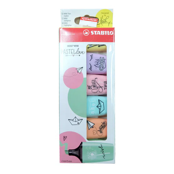 ชุดปากกาเน้นข้อความ STABILO BOSS MINI PASTEL แพ็ค 6 สี