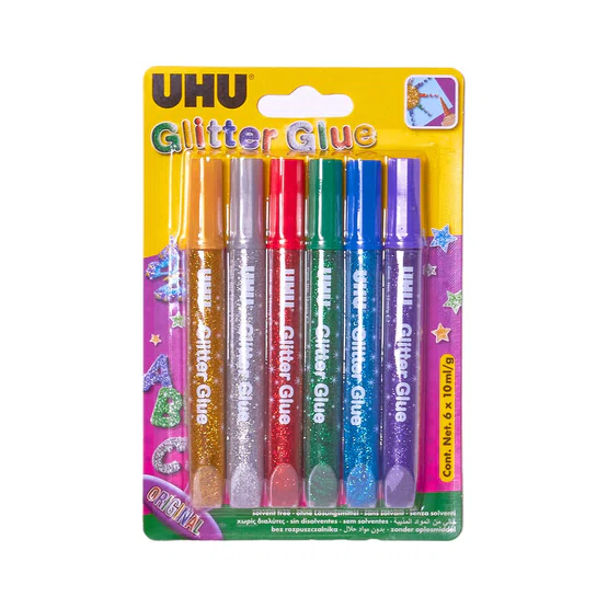กาวกากเพชร UHU GLITTER GLUE แพ็ค 6 หลอด