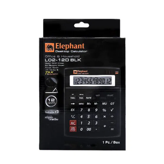 เครื่องคิดเลข รุ่น L02-12D สีดำ ตราช้าง