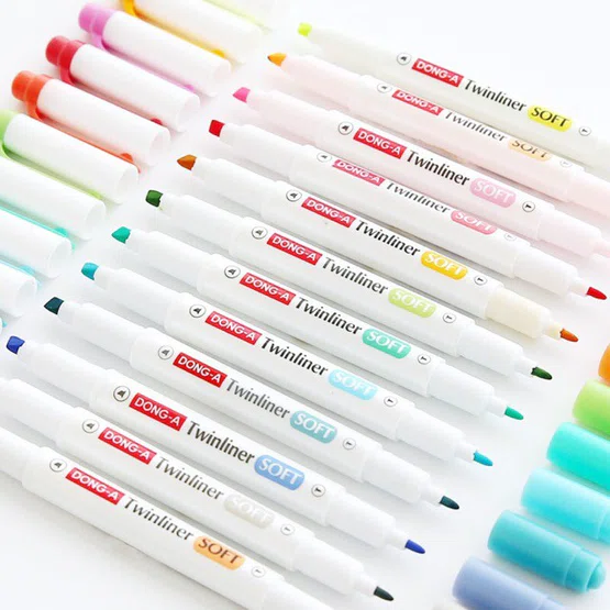 ชุดปากกาเน้นข้อความ Dong-A Twinliner Soft 12สี  จำนวน 1 เซ็ต