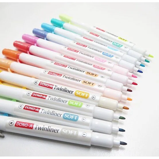 ชุดปากกาเน้นข้อความ Dong-A Twinliner Soft 12สี  จำนวน 1 เซ็ต